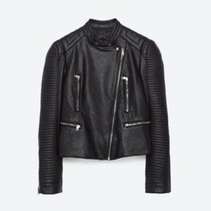 Zara Faux Leather Black Jacket